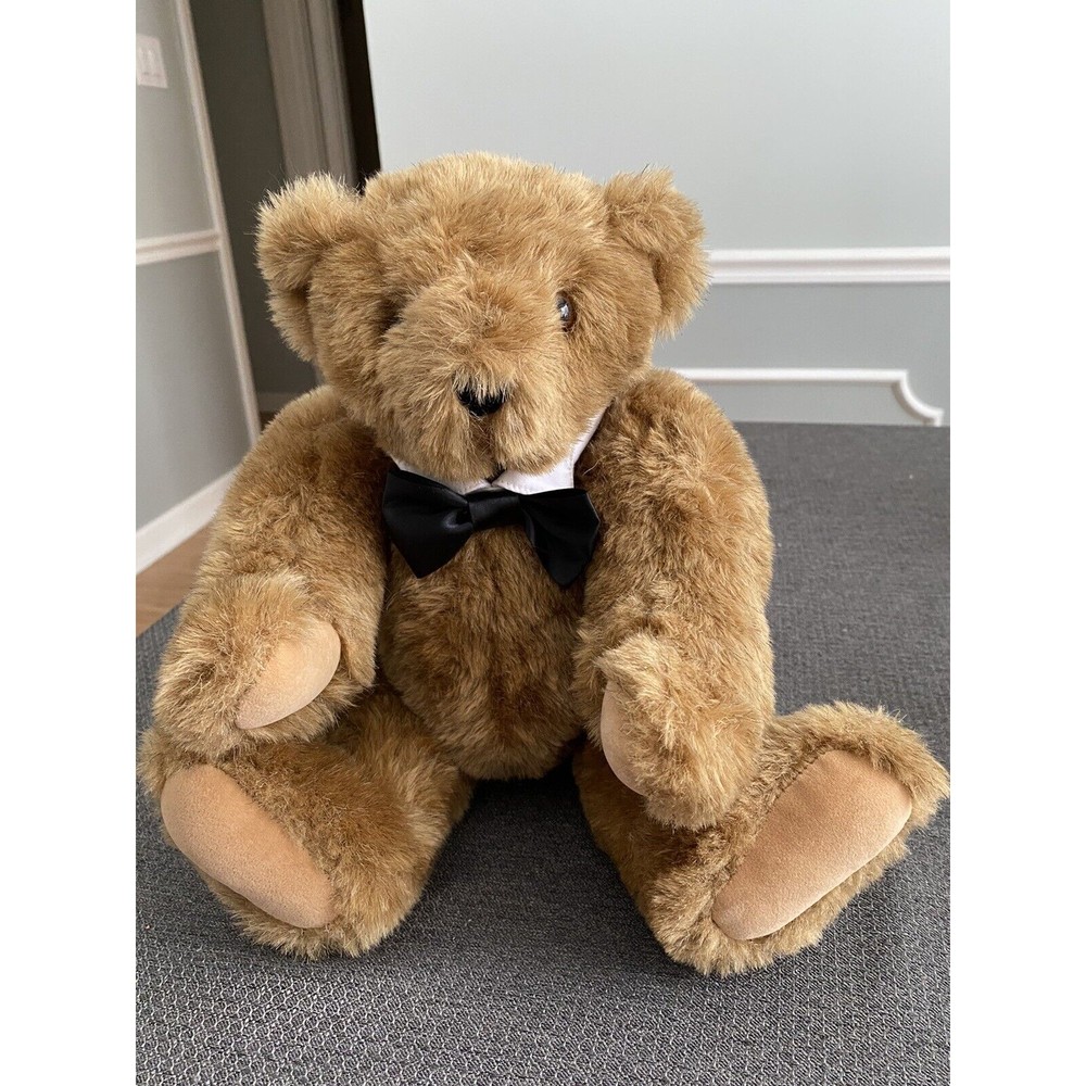 Vintage Vermont Teddy 15” Bear Black Tie Jointed Limbs Stuffed Toy